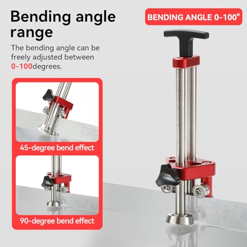Sheet Metal Roller 1 Station Metal Bender， Metal Roofing Tools，Sheet Metal Fabrication，0-100° Bending Range，Quick setup, lightweight and highly portable (5in) Red