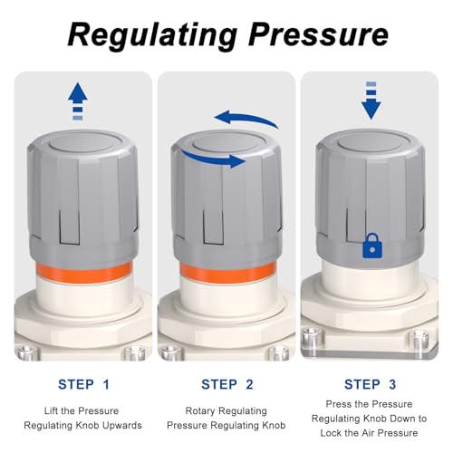 AIRZOE 1" NPT Air Filter Regulator Lubricator Combo AC5010-10 1"NPT Semi-auto Drain / White