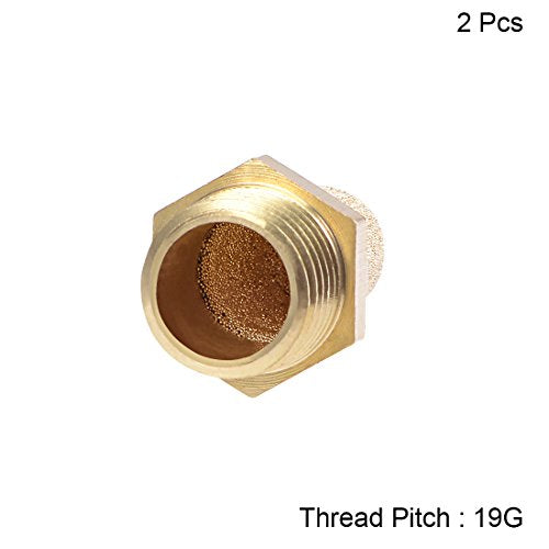 uxcell 1/4 PT Sintered Bronze Exhaust Muffler with Brass Body Protruding 2pcs