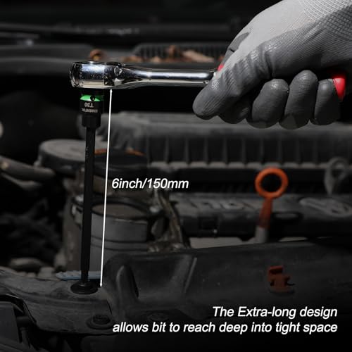 EMENTOL 24PCS 3/8" Drive Impact Torx Bit Socket Set, Extra Long Star Bit Sockets, T10-T60, Cr-V and S2 Alloy Steel Torx Bit T10-T60