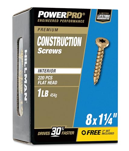 Power Pro Wood Screws, #8 x 1-1/4in, 440 Pack, Gold Zinc #8 x 1-1/4" (Pack of 2)