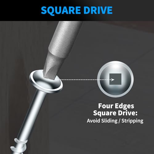 Pocket Hole Screws #8 X 1-1/4", 600 PCS and #8 X 2-1/2", 325 PCS Zinc Coated Pocket Hole Screws for Outdoor, Square Drive, 150MM Drive Bit Included