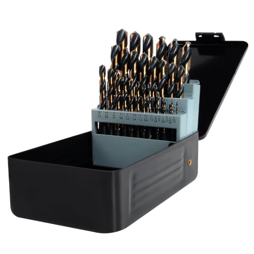29Pcs Cobalt Drill Bit Set 1/16"-1/2", 135 Degree Tip HSS with Black and Gold Finish with Storage Case, Twist Jobber Drill Bit Kit for Cast Iron, Hard Metal, Stainless Steel, Plastic and Wood 29pcs Black Gold Drill