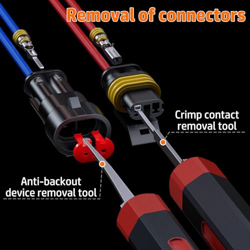 PEBA Waterproof Automotive Electrical Connector Kit, 1-4 Pin & Crimper Tool 1–4 Pin Waterproof Connectors - 2 Tools