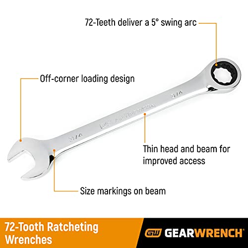 GEARWRENCH 12 Pt. Ratcheting Combination Wrench, 32mm - 9132