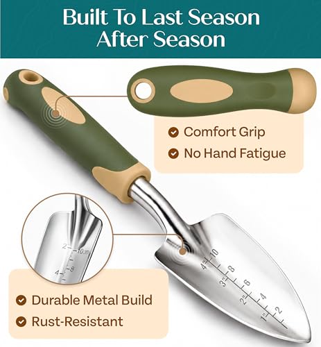 Heavy Duty Gardening Tools - Gardening Gifts for Women, Men, Mom, Dad - Durable, Ergonomic Garden Tools Set (Floral) Floral