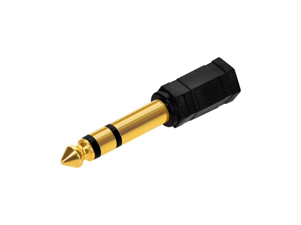 Monoprice 6.35mm (1/4 Inch) Male TRS Stereo Plug to 3.5mm (1/8 Inch) Female TRS Stereo Jack Adapter, Gold Plated, Black Jack Adaptor