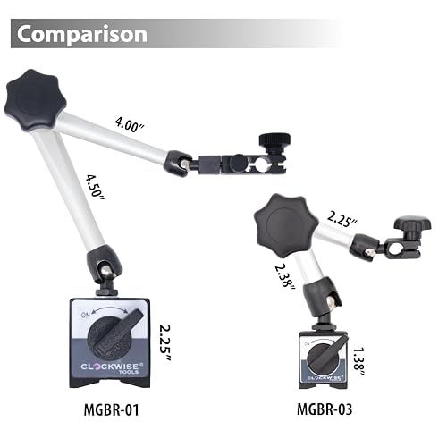 Clockwise Tools Magnetic Base, MGBR-01, Magnetic Stand for Digital Dial Indicators, 176lbs Max Pull MGBR-01 Adv