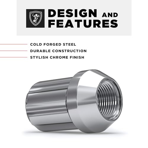 White Knight M12x1.50 Seven Spline Acorn Lug Nut with Key for Select AFTERMARKET or Factory Wheels with Regular 0.90" Diameter Seating (Triple Layer Chrome Plated) - 3807D-20AM (20 Pack) 7 Spline Standard Seating