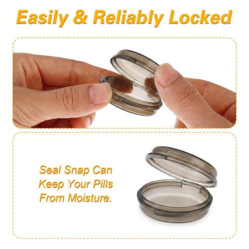 Prasacco Pack of 6 Mini Pill Box in Black, Pill Box Small for On the Go Small Pill Organiser Box, Portable Travel Storage Box for Pills, Vitamin, Liver Oil, Sweets (4 x 4 x 1.5 cm)