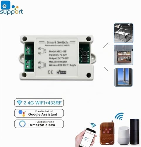 WiFi Smart Switch, DC 7-32V, 10A, Forward-Reverse Control for Linear Drive, eWeLink App Compatible, Alexa Integration