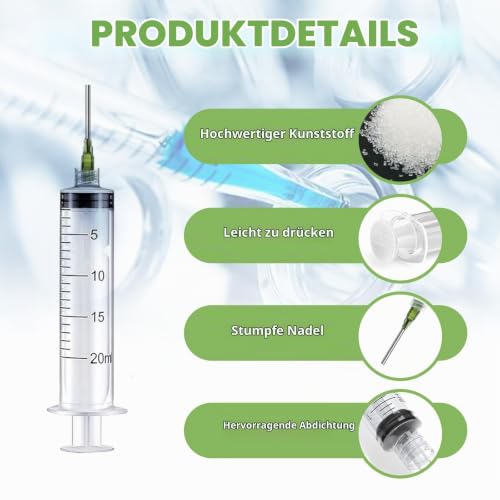 24pcs Small Syringes, Plastic Syringe Reusable Plastic Syringe | Multifunctional syringe set 1 ml, 2.5 ml, 3 ml, 5 ml, 10 ml, 20 ml for dispensing, animal feeding, industrial
