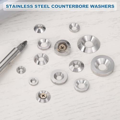 MECCANIXITY 16 Pcs M6 Finish Countersunk Washer, 4x18mm 304 Stainless Steel Counterbore Head Washers Gaskets Shim for Mechanical Accessories Parts, Silver M6x4x18mm