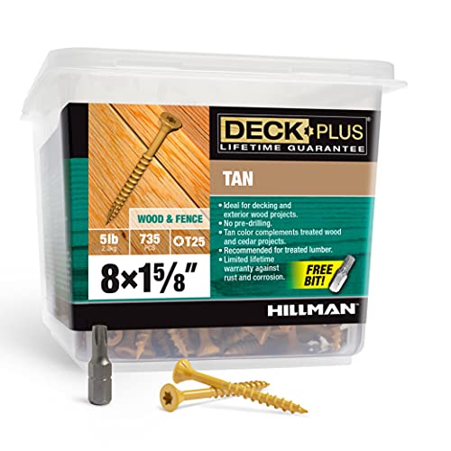 Deck Plus Wood Screws, Tan Exterior Screws, #10-2.5”, 5lb Box, 48416 & 48412 Wood Screws #8 x 1-5/8", Tan, 5lb Box
