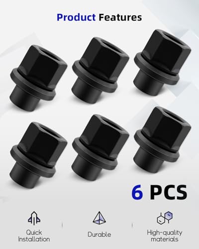 6PCS Two-Piece 19mm Sleeve Flanged Wheel Lug Nuts Fit for Steel Dual Wheels with Hub Piloted Seat & 26mm Bolt Hole Size, M22x1.5 Hex 33mm 6PCS