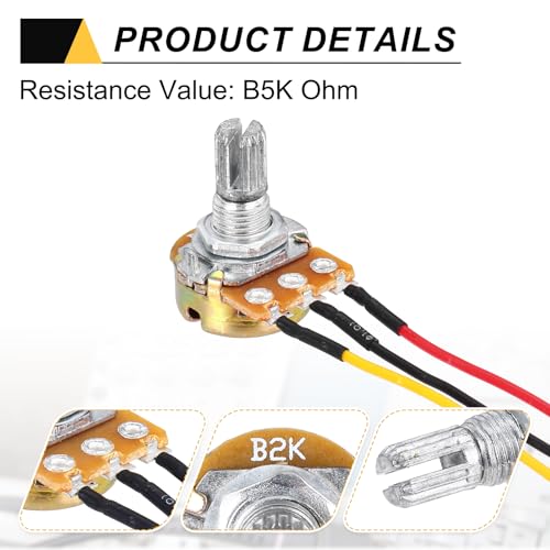QUARKZMAN 3 Pieces 2K Ohm Potentiometer, 3 Pins Single Linear Digital Potentiometer with Rotary Knob for Automotive Electronics Multimedia Audio B2K Ohm