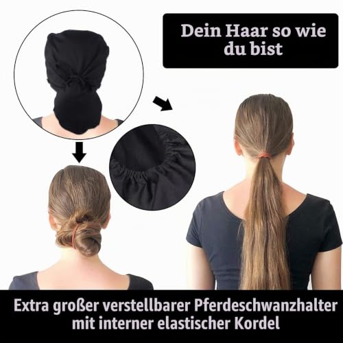 Surgical Cap Fabric Black Cotton Scrub Hat Surgical Cap Nurse Hat Surgical Hat Adjustable Work Hat with Button Sweatband Ponytail Pocket Hat Lace-up Hat for Women