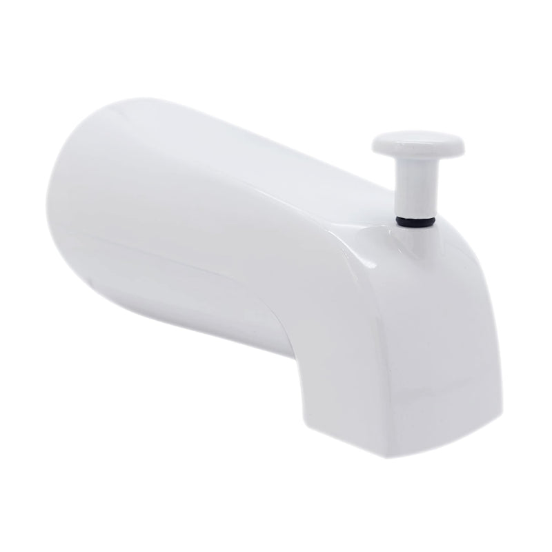 Westbrass E531D-1F-2-50 5-1/4" Reach Wall Mount Tub Spout with Front Diverter, Powder Coat White (2-Pack) 2 Pack