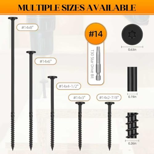 Kryonix Wood Structural Lag Screws #14 x 8 Inch 50-PCS #14 x 8"