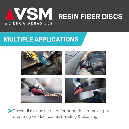 VSM 25-Pack - 4-1/2 inch 24 Grit (Coarse) - Zirconia Alumina Resin Fiber Discs, Tear-Resistant Fiber Backing, Hand-Held Machine Compatible, Durable Sanding Discs 4-1/2IN
