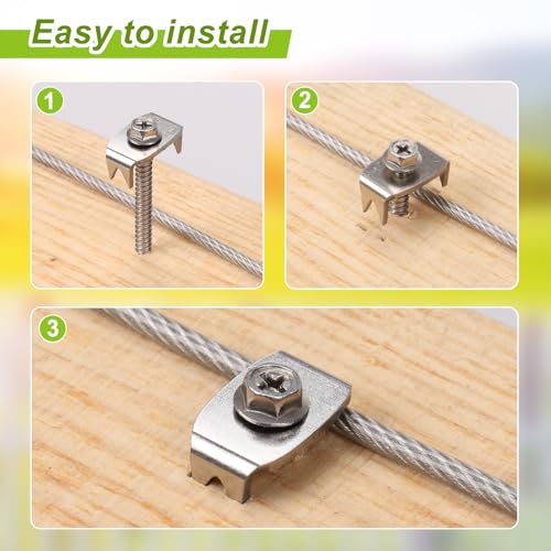 Insaga Fence Staples 304 Stainless Reusable Wire Fencing Staple Screw Nail 1.6''x 100pcs