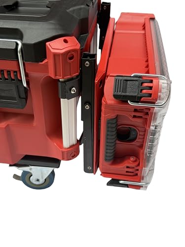 for Milwaukee Packout Compatible Foldable Side Mount Rack Heavy Duty Side Storage Organizer, Wall & Floor Installation, 100LB Capacity, Toolbox Accessory (2 red) 2