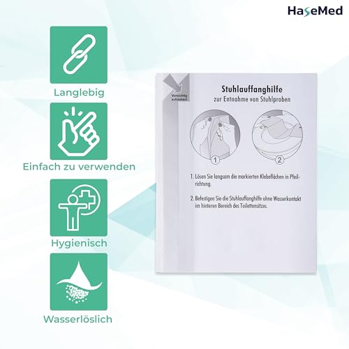 HaseMed Chair Sample Collectors - Pack of 50 Disposable Chair Catchers with Adhesive Tabs for Toilet - Hygienic, Clean Chair Sample Collection - Biodegradable & Water Soluble for Laboratory, Practice & Home