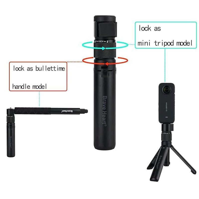 Bullet Time Handle Tripod Multi-Functional Tabletop Fold Tripod for insta360 Insta 360 X4 X3,ONE RS,GO 2,ONE X2,ONE R,ONE X ONE RS Gopro Go pro Hero 11 10 9 5 4 3 Camera Accessories (Mini Tripod)