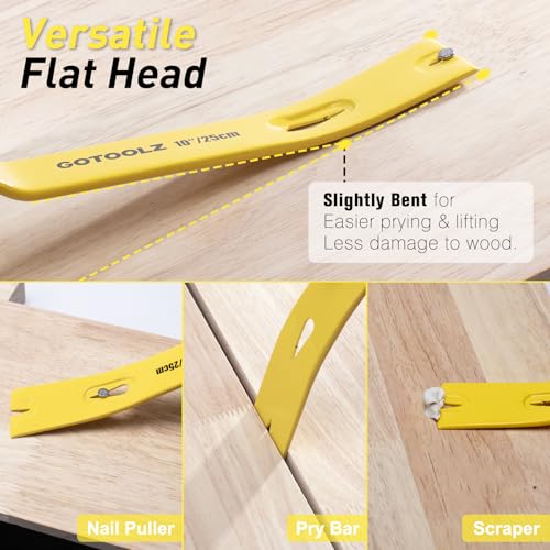 4-Piece Pry Bar Set, 12-Inch Utility Claw Pry Bar, 10-Inch & 7.5-Inch Flat Pry Bars Crowbar Claw, 8-Inch End Cutting Pliers, Nail Remover Tool for Baseboard, Floor, Nails Removal (Yellow 2026) Yellow 2026