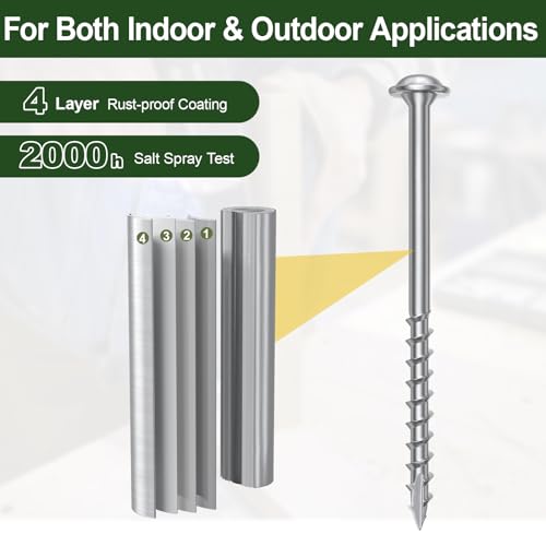 Pocket Hole Screws 3 Inch, 320Pcs Exterior Pocket Screws #10 X 3 #10 X 3" Silver 320