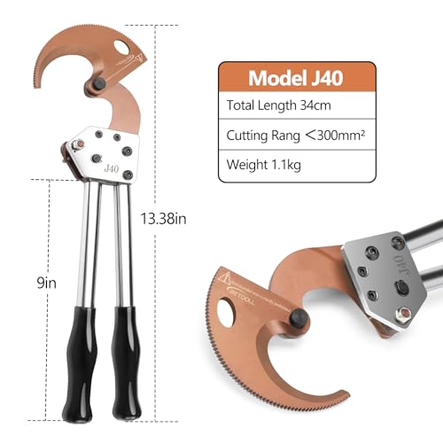 BETOOLL Heavy Duty Aluminum Copper Ratchet Cable Cutters up to 300mm² Wire Cutters 600mcm