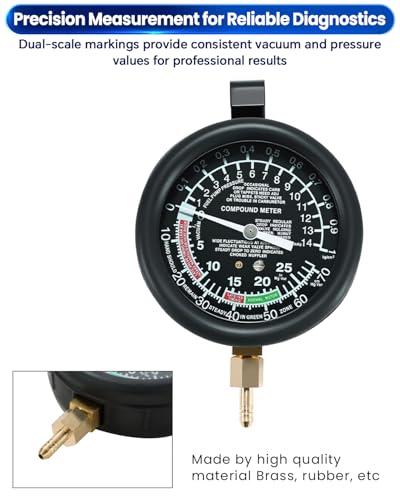 ATPEAM Vacuum Tester Fuel Pump Gauge Kit Carburetor Pressure Diagnostics