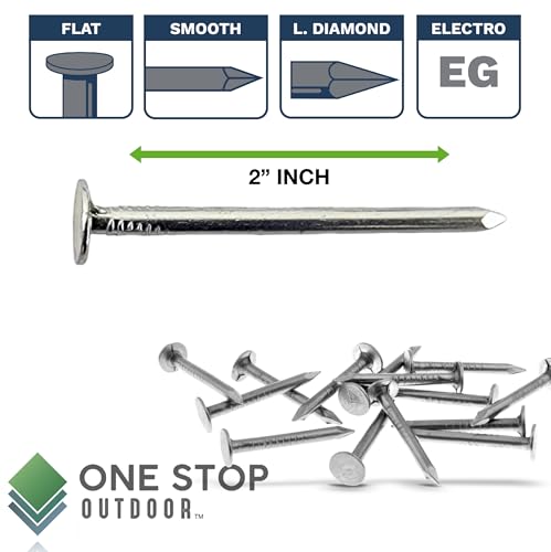 2-Inch Galvanized Roofing Nails Professional Grade - Used to fasten roofing felt, asphalt singles & insulation board (500) 500