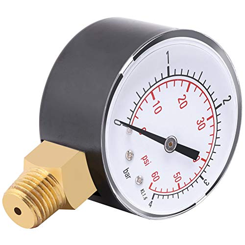 Tyenaza Pressure Gauge Water Pressure Gauge 0-4bar/0-60psi NPT Pressure Tester 1/4 Inch NPT Side Mounting Pipe Thread