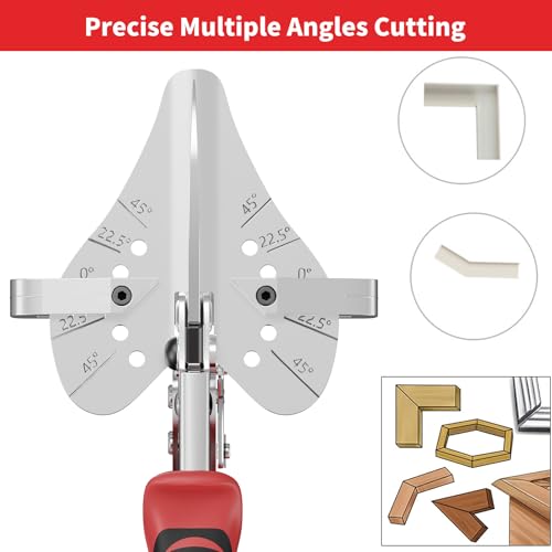 GARTOL Adjustable Ratchet Miter Shears, Precision Multi-Angle Cutter for Quarter Round, Shoe Molding & PVC Trim, 5 Interchangeable Anvils with SK5 Blade, Ideal for Home Renovation & DIY Crafts