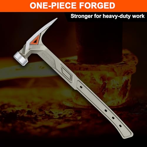 VANQUISH 17 oz Framing Hammer, Straight Claw Hammer with Magnetic Nail Holder, Rip Claw Hammer with Milled Face & Shock Absorbing Grip, Heavy Duty One-piece Forged Hammer 0527