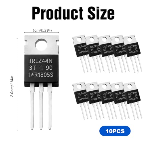 IRLZ44N N-Channel MOSFET 55V 47A TO-220AB Power MOSFET Logic Level for Switching and Control Electronics, IRLZ44NPBF Transistors, Pack of 10