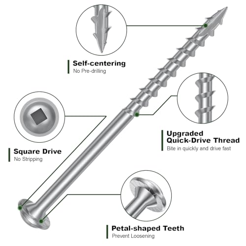 Pocket Hole Screws 3 Inch, 320Pcs Exterior Pocket Screws #10 X 3 #10 X 3" Silver 320