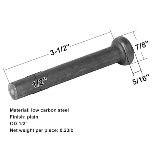 12 Pack 1/2" x 3-3/4" Headed Concrete Anchor Weld Stud for Welding 1/2" x 3-3/4" 12
