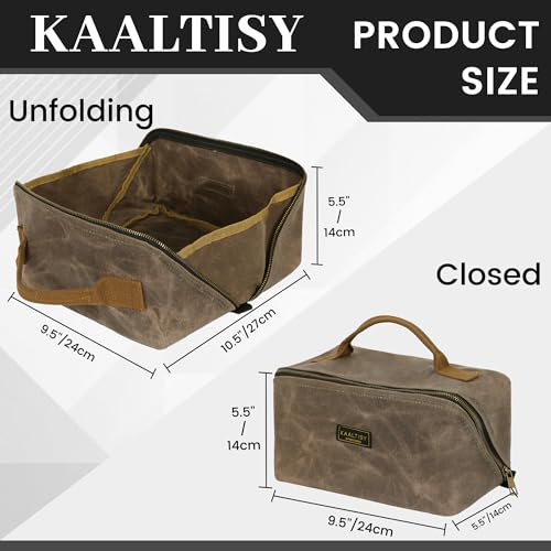 Heavy Duty Tool Storage Organizer, Tool Pouch with Metal Zipper + Handle, 16 OZ Waxed Canvas Tool Bag | 3-Pack | 9.5"L x 5.5"W x 5.5"H (Closed) - Grey 3-Piece