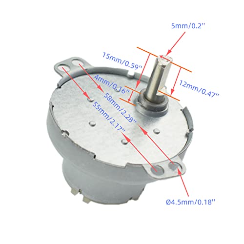 CHANCS DC 12V JS-50 1RPM D-Shaft CW/CCW Gear Synchro Motor Slow Speed Motor Electric Gear Box