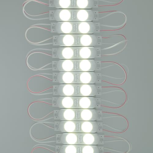 12 V LED Injection Modules - 20 Pieces Each 0.72 W / 130 lm in Cool White - IP67 LED Modules for Light Advertising, Ambience and Work Light Cold White