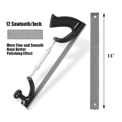 YANTBAICH Adjustable Flexible File Holder with 14 Inch Double-Sided Blade, Auto File 12 Sawtooth Per Inch Smooth Cut File Metal Polisher Molding Grinding, Filing Contoured Surface,for Shaping
