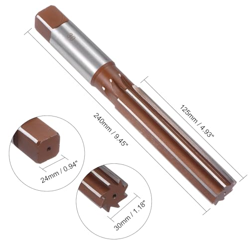 uxcell Hand Reamer 30mm Alloy Tool Steel H8 8 Straight Flutes Hand Milling Cutter Tool Metric Reaming Drill Bit for Metal