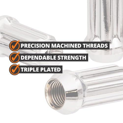 West Coast Wheel Accessories Chrome 14x1.5 Bulge Acorn Spline Lug Nuts 1.9" 6 Lug Install Kit, m14x1.5 Lug Nuts, 14x1.5 Lug Nuts 6 Point Spline, 60 Degree Conical Seat, Total of 24 Lug Nuts with Key