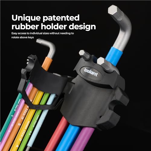 toolant Allen Wrenches Sets 22pcs(Metric&SAE), Extra Long Arm Allen Key Set with Ball End, Crafted Hex Key Set with Color Coded Sleeves, Unique Patented Holder Design for Magnetizing and Demagnetizing 22PCS (Metric&SAE)