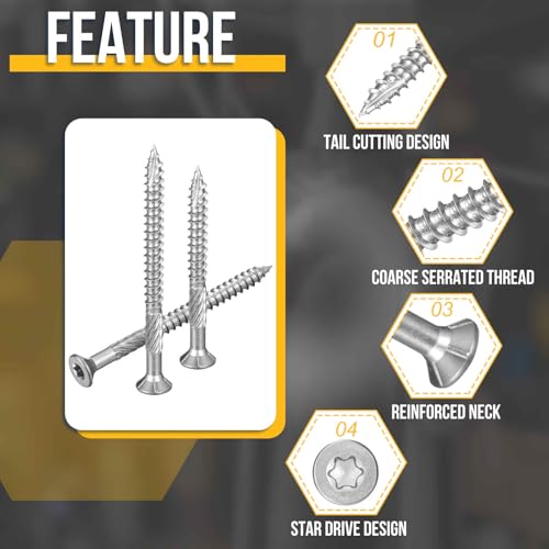 DTGN 500Pack #8x1-5/8 Deck Wood Screws kit 410 Stainless Steel Silver #8x1-5/8" 500