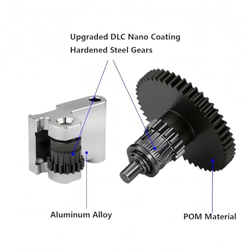 Hardened Steel Extruder Gear Kit for Adventurer 5M, 3D Printer DLC Nano Coating Hardened Steel Extruder Dual Gear Aluminum Handle for Adventurer 5M Pro