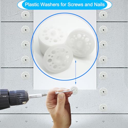 200PCS Plastic Washers Polypropylene Washer for Fixing&Fastening Foam Board 200