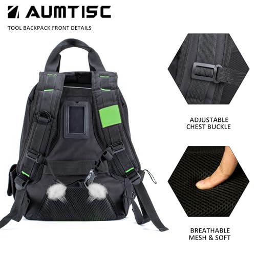 Heavy Duty Tool Backpack Bags Large Toolbox Bag Organizer Storage Backpack, Tool Carrier, Green
